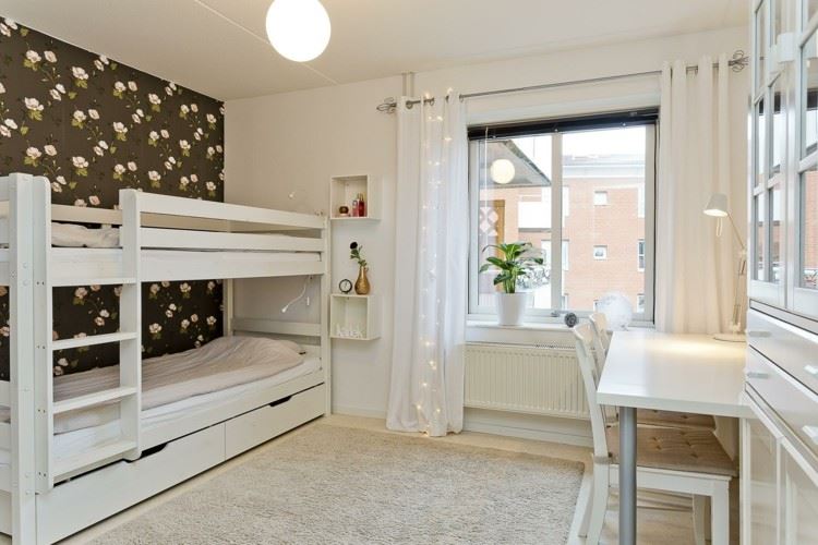 پرده اتاق خواب کودکان -تخت دو طبقه به رنگ گلدسته سفید