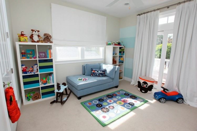 پرده اتاق کودک -سفید-پرده بلند-رنگارنگ